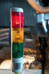 Image of tri-color LED on machine at sawmill