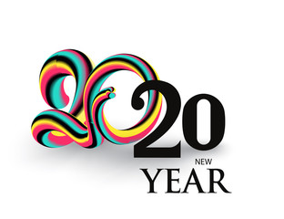 New year 2020 banner with volume numbers. Vector illustration