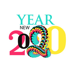 New year 2020 poster with colorful different numbers. Vector illustration