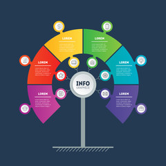 Vector infographic of technology or education process with 6 steps. Template of tree, chart or diagram. Business presentation or info graphics concept with six options.