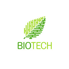 Vector logo design for organic and natural products. Abstract bio tech leaf.