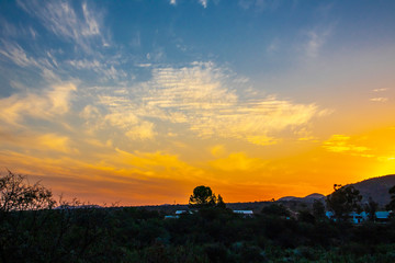 Sunset over the mountain, Steytlerville in the Karoo region of South Africa.