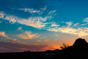 Sunset over the little Karoo town of Steytlerville in the Eastern Cape province, South Africa