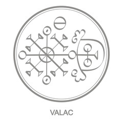 Vector icon with symbol of demon Valac. Sigil of Demon Valac
