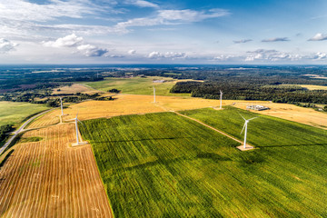 Wind power station. Aerial view. Wonderful landscape shot