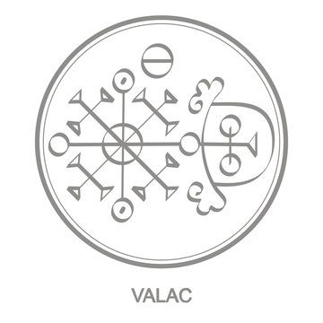 Vector icon with symbol of demon Valac. Sigil of Demon Valac