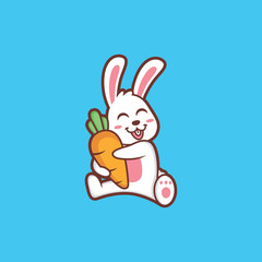Cute rabbit with big carrot