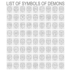 Vector set with symbols of demons. Sigils of Demons