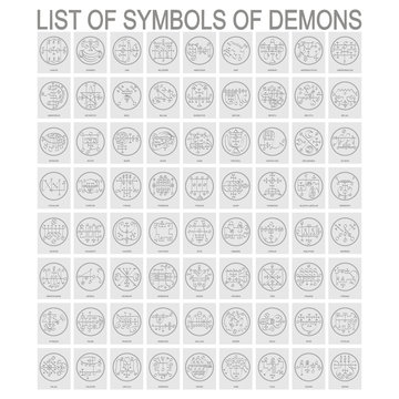 Vector set with symbols of demons. Sigils of Demons