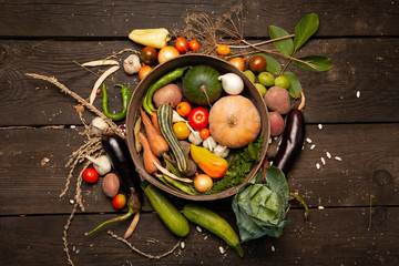 Fresh farm vegetables, organic healthy food. Agriculture harvest.