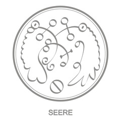 Vector icon with symbol of demon Seere. Sigil of Demon Seere