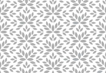 Flower geometric pattern. Seamless vector background. White and grey ornament.