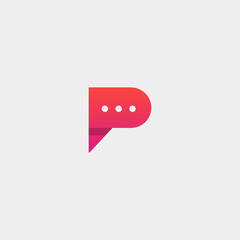 Initial P Chat Logo Design Vector Illustration