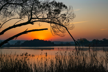 Sunrise over Rietvlei dam outside Pretoria, South Africa.