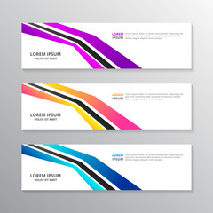 Naklejka premium Business Banner Template, Layout Background Modern Design, Corporate Geometric web header or footer in gradient color
