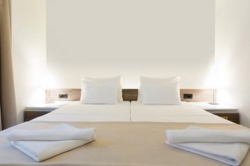 Interior of a modern new hotel bedroom