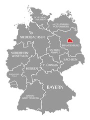 Berlin red highlighted in map of Germany