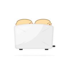 toasts in toaster isolated in flat style