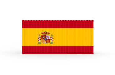 Fototapeta premium 3D Illustration of Cargo Container with Spain Flag on white background with shadows. Delivery, transportation, shipping freight transportation.