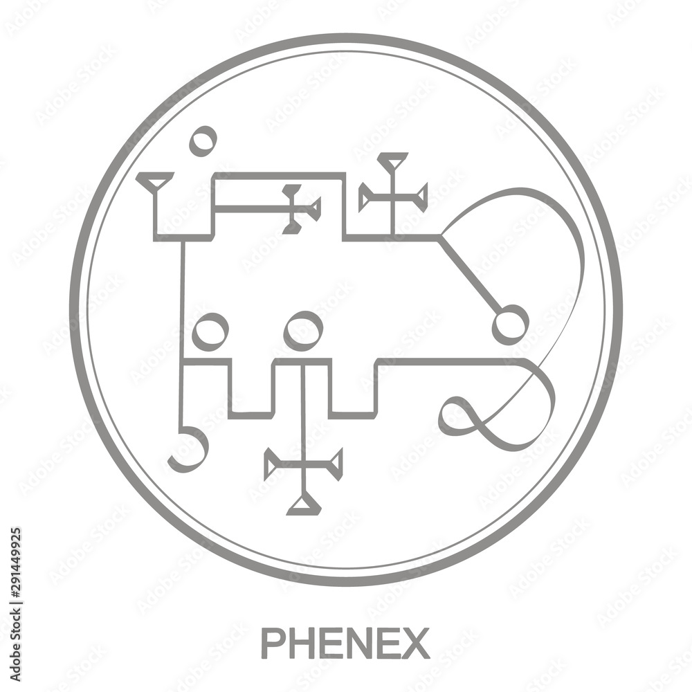 Wall mural vector icon with symbol of demon phenex. sigil of demon phenex