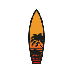 palm surfboard in flat style, vector illustration