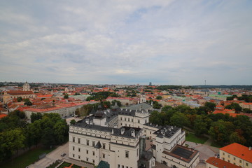Naklejka na ściany i meble Vilnius cityscape from the Gediminas Castle Tower with copyspace, Vilnius, Lithuania