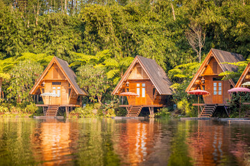 Fototapeta na wymiar Beautiful landscape at Dusun Bambu, Bandung, Indonesia.