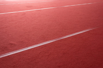 Fototapeta premium Indoor red carpet ground game track low angle close-up