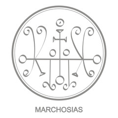 Vector icon with symbol of demon Marchosias. Sigil of Demon Marchosias