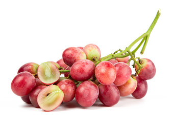 Fresh red grape isolated on white background.