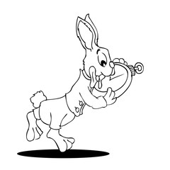 Kaninchen Taschenuhr Kontur Comic