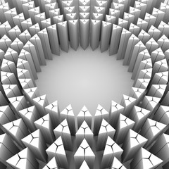 Radial triangles in circle form. Fireworks explosion background. Circular design element. Abstract geometric star rays. Design element for medical, treatment, cosmetic emblem. 3D rendering.