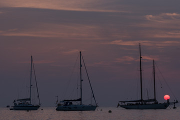 Boats and sunset