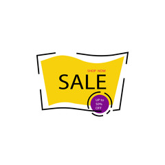 Yellow Sale Banner template design. Shop now illustration. Season special Offer Banner. Discont Banner. Price tags. Sale and Special Offer Tag. Vector