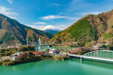 Beautiful autmn season at lake Tanzawa near mount Fuji.