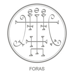 Vector icon with symbol of demon Foras. Sigil of Demon Foras