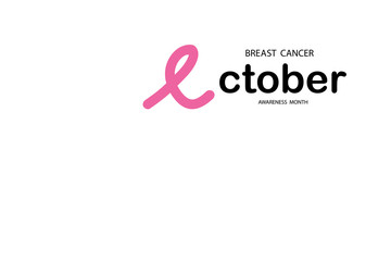 Breast cancer awareness month in October. Vector illustration breast cancer on white background. Poster or banner breast cancer awareness month in October