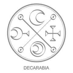 Vector icon with symbol of demon Decarabia. Sigil of Demon Decarabia