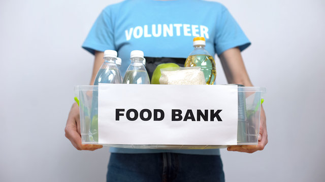 Social Activist Holding Food Bank Container, Provision Project Charity Event