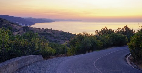 Fototapeta premium Mountain road before sunrise
