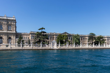 Naklejka premium Panorama from Bosporus to Dolmabahce Palace city of Istanbul