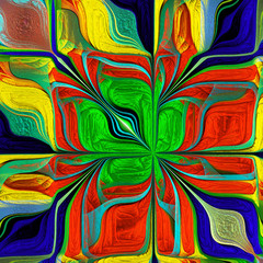 Naklejki  Multicolored Abstract Stylized flower. Modern art. Artwork for creative design, art and entertainment.