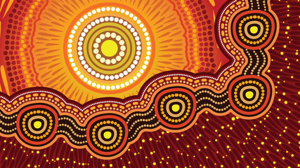 Illustration based on aboriginal style of dot background.
