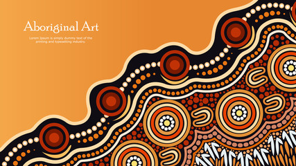 Aboriginal dot art vector banner with text. © rashmisingh