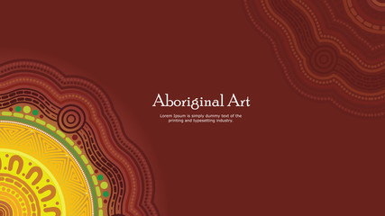 Aboriginal dot art vector banner with text.