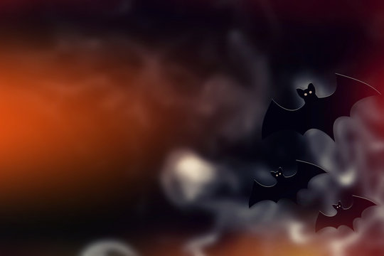Halloween background, flying bats