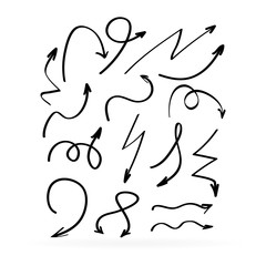 Set arrows icon. Black symbol isolated on white background. Vector illustration.