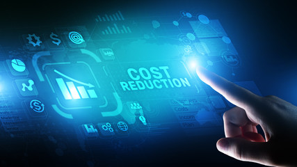 Cost reduction business finance concept on virtual screen.