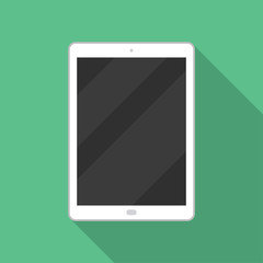 Tablet icon in a flat design with long shadow
