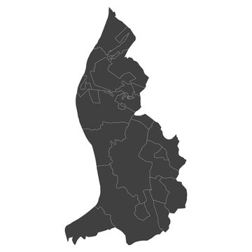 Liechtenstein map with selected regions in black color on a white background
